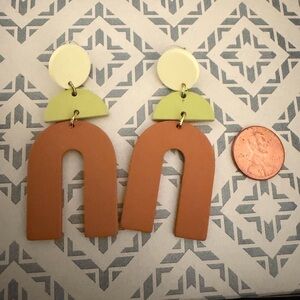 Geometric Statement Earrings in Brown and Green